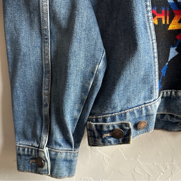 Pendleton Eagle Denim And Blanket Wool Insert Jean Jacket Size M Western USA - Picture 8 of 14
